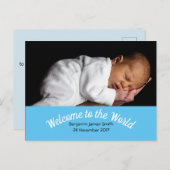 Geboorteaankondiging Custom Photo Baby Boy Briefkaart (Voorkant / Achterkant)