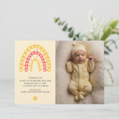 Geboorteaankondiging Daisy Rainbow Yellow Kaart (Staand voorkant)