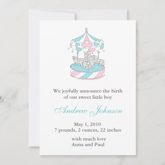 Geboorteaankondiging - Draaimolen Aankondiging (Voorkant)