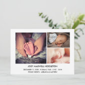 Geboorteaankondiging Drie foto's Pasgeborene Aankondiging (Staand voorkant)