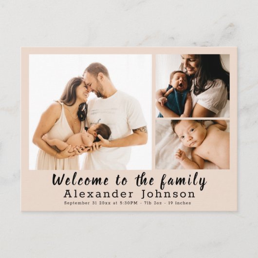 Geboorteaankondiging Foto Collage Briefkaart (Voorkant)