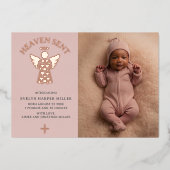 Geboorteaankondiging Hemelse Gezonden Folie Engelk Folie Uitnodiging (Voorkant)