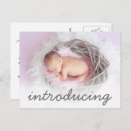 Geboorteaankondiging Introductie Script Photo Aankondigingskaart (Voorkant / Achterkant)