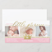 Geboorteaankondiging, kleine prinses, Faux Folie Aankondiging (Voorkant / Achterkant)