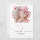 Geboorteaankondiging konijn bloem aankondiging (Achterkant)