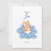 Geboorteaankondiging konijn bloem aankondiging (Voorkant)