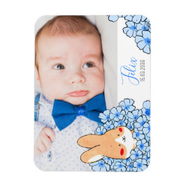 Geboorteaankondiging magneet Konijn en bloemen