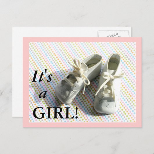 Geboorteaankondiging met baby booties aankondigingskaart (Voorkant / Achterkant)