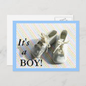 Geboorteaankondiging met baby booties aankondigingskaart (Voorkant / Achterkant)