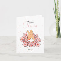 Geboorteaankondiging met konijn foto Florals