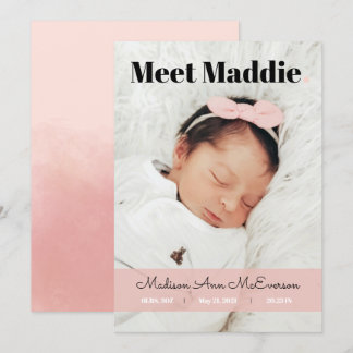 Geboorteaankondiging Ontmoet Baby Pink Blush Simpl Kaart