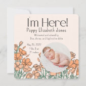 geboorteaankondiging | papaver feestdagenkaart (Voorkant)