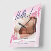 Geboorteaankondiging personaliseren vierkante klok (Hoek)