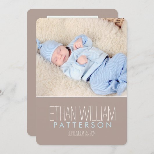 Geboorteaankondiging Sweet & Modern Baby Boy Aankondiging (Voorkant / Achterkant)