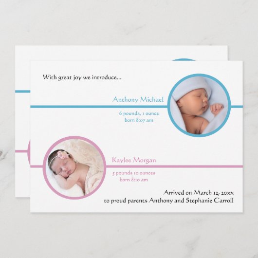 Geboorteaankondiging Twee Broers en Zusters Foto Aankondiging (Voorkant / Achterkant)