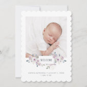 geboorteaankondiging van baby | Floral Verfraaide Kaart (Voorkant)