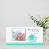 Geboorteaankondiging voor babyjongen met blauwe ol aankondiging (Staand voorkant)