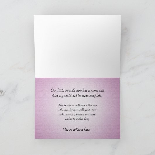 Geboorteaankondiging wieg Meisje Aankondiging (Binnen)