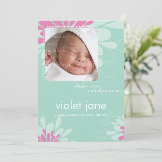 GEBOORTEAANKONDIGINGEN:: Bee-Beautiful 4P Aankondiging (Staand voorkant)