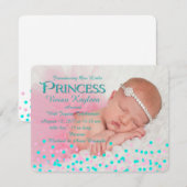 Geboorteaankondigingen met meisjesconfetti aankondiging (Voorkant / Achterkant)