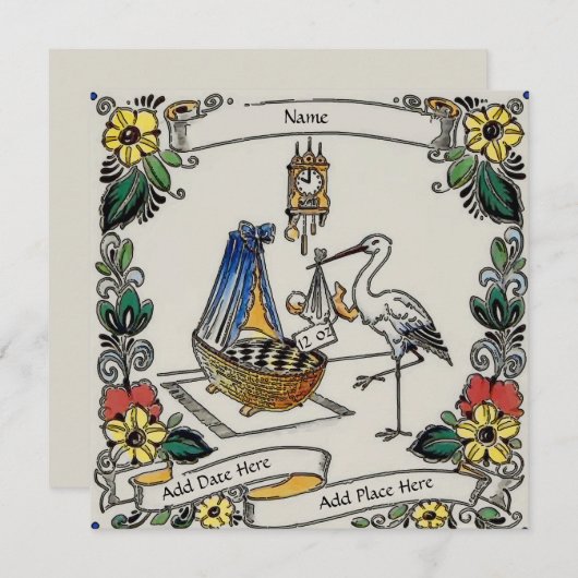 Geboorteaankondigingskaart Kaart (Voorkant / Achterkant)