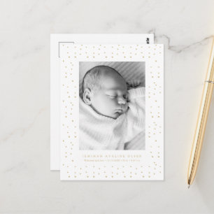 Geboorteaankondigingskaart voor baby met gele conf briefkaart