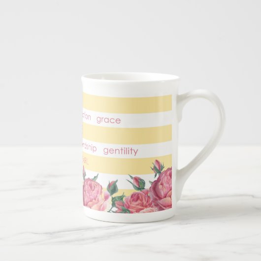 Geboortebloem en Gem Stripe Mok juni Bone China (Rechts)
