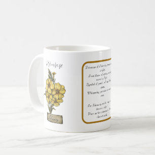 Geboortebloem FEBRUARI Verjaardag Primrose Gedicht Koffiemok