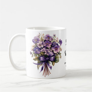 Geboortebloem februari violet koffiemok