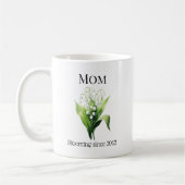 Geboortebloem Lelietje-van-dalen voor mama met jaa Koffiemok (Links)