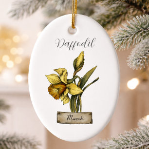 Geboortebloem MAART Verjaardag Narcis Keramisch Ornament