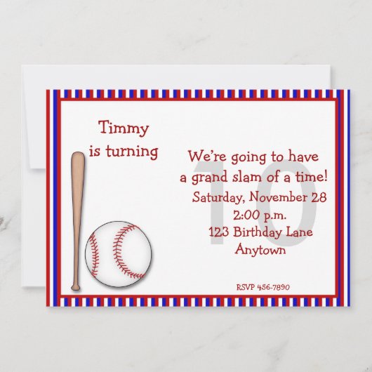 Geboortedag 10e Baseball Kaart (Voorkant)