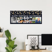 Geboortedag 12 - Foto Gold Streamers - Aangepaste  Poster (Thuiskantoor)