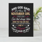 Geboortedag | En God zei dat er november een meisj Kaart (Staand voorkant)