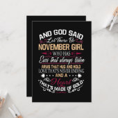 Geboortedag | En God zei dat er november een meisj Kaart (Voorkant / Achterkant in situ)