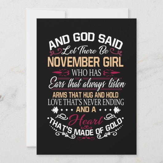 Geboortedag | En God zei dat er november een meisj Kaart (Voorkant)