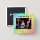 Geboortedag Foto Button/Pin Vierkante Button 5,1 Cm (Voorkant /achterkant)