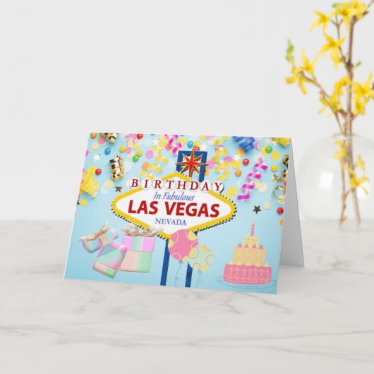 Geboortedag in Las Vegas Kaart (Gele Bloem)