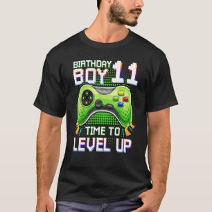 Geboortedag jongen 11 - tijd om 11e niveau omhoog t-shirt