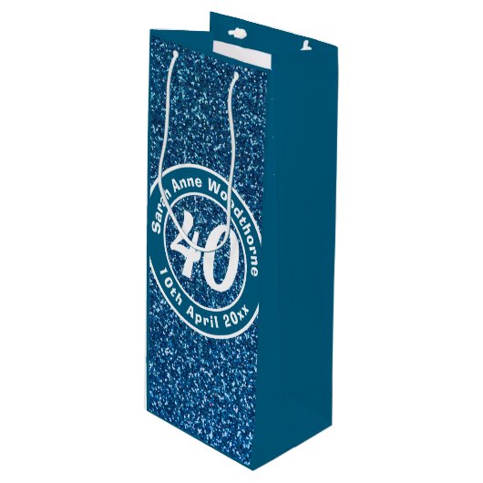 Geboortedag met naam, leeftijd en datum wijnfles wijn cadeautas (Voorkant Gekanteld)