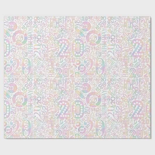 Geboortedag nummer Word Cloud 20 A ID270 Cadeaupapier (Vlak)