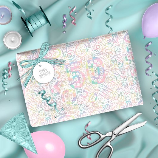 Geboortedag nummer Word Cloud 50 A ID270 Cadeaupapier