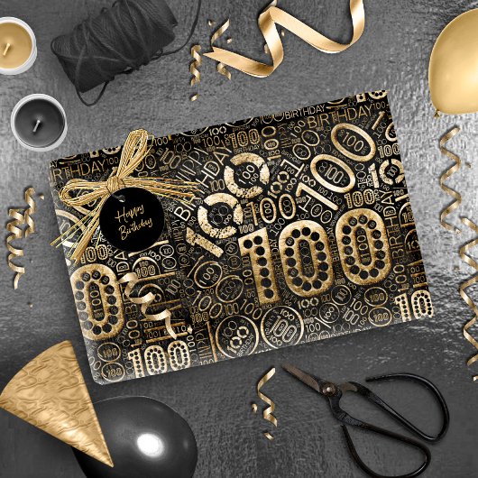 Geboortedag nummer Word Cloud One Hundred C ID270 Cadeaupapier