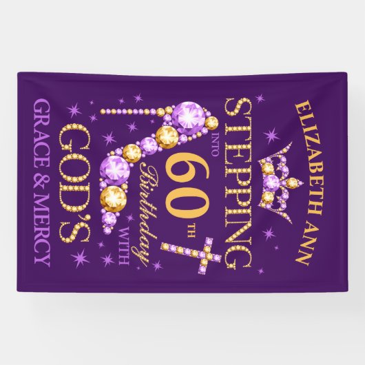 Geboortedag, om het even welke leeftijd, editable, spandoek (Horizontaal)