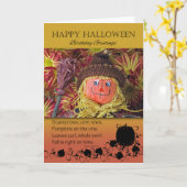 Geboortedag op Halloween, Scarecrow en Poem Kaart (Gele Bloem)