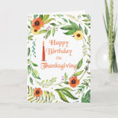 Geboortedag op Thanksgiving Wreath Kaart (Voorkant)
