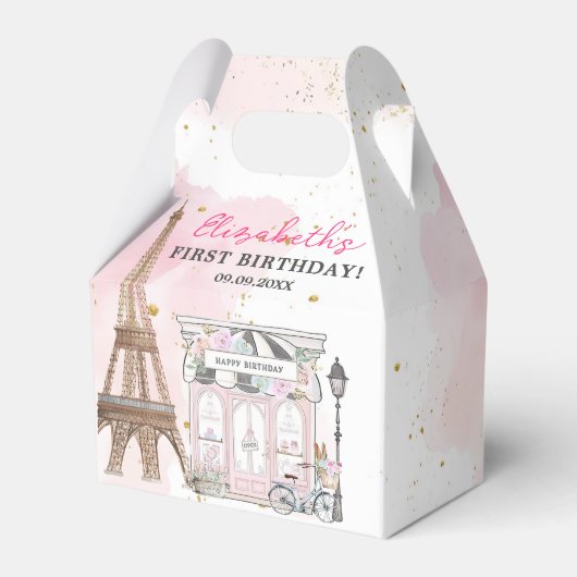 Geboortedag: Parisian Cafe Tea Bedankdoosjes (Voorkant Zijde)