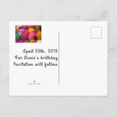 Geboortedag sparen het Briefkaart van de Aankondig (Achterkant)