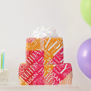 Geboortedag Voeg de Naam van de Middelgrote Lengte Cadeaupapier