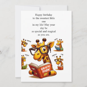 Geboortedag wenst kaart met Girafee leesboek